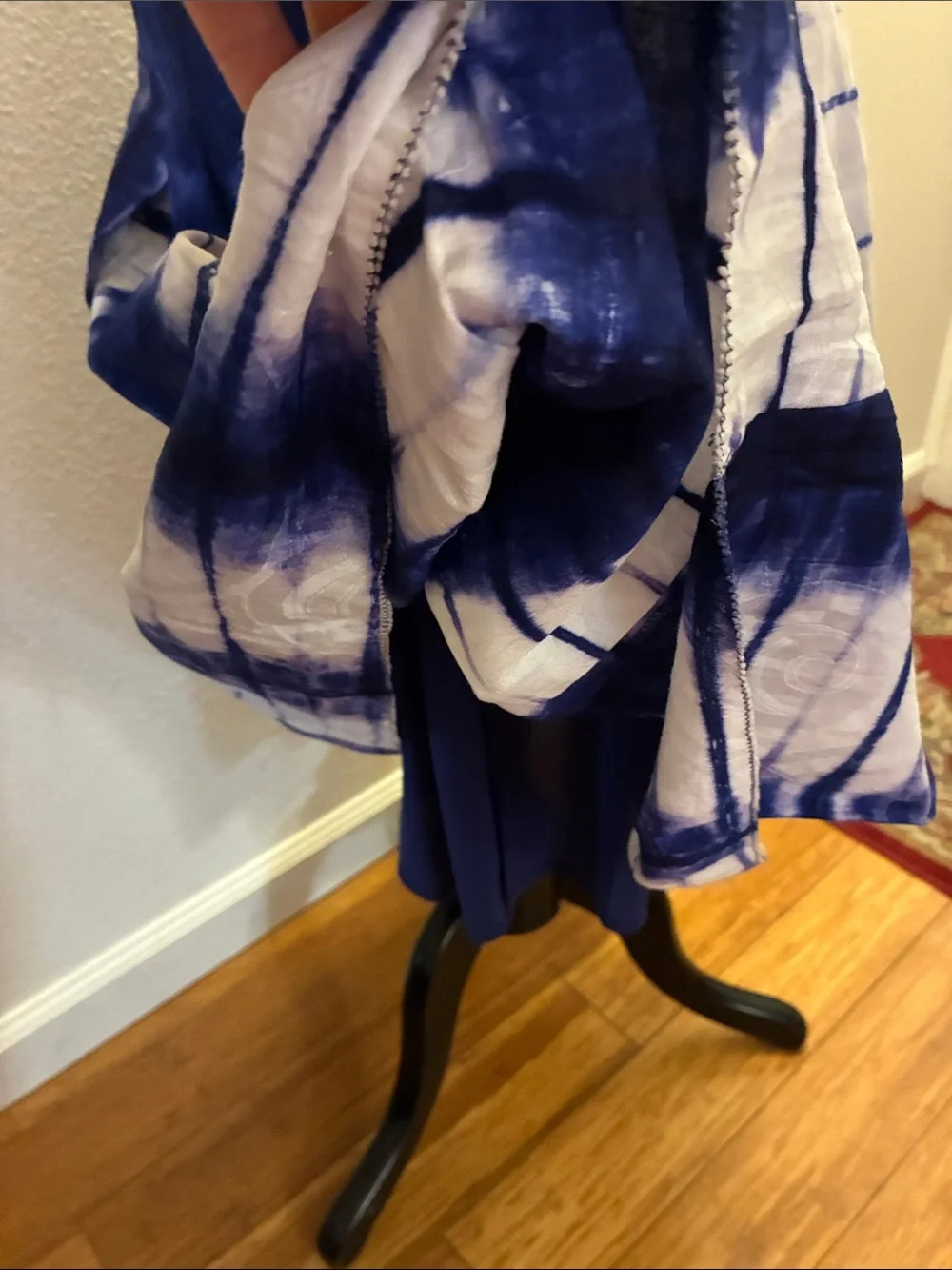 Tory Burch Indigo/White Tie-Dye Pleated Cotton Skirt Size 4 Runway Spring 2013